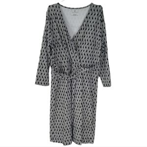 Talbots White Black Wrap Style Top Dress Size Large Long Sleeve